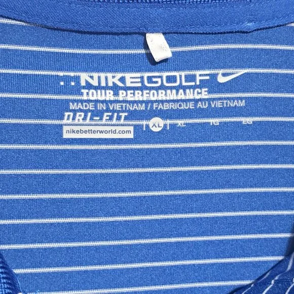 Nike Golf Polo Shirt womens XL Blue Stripe Collared Tour Performance Dri Fit - Picture 4 of 9